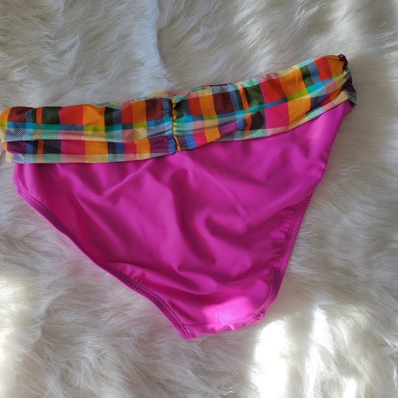 Into The Bleu by Amerex Hot Pink Madras Plaid Bikini Bottom 10 NWT - Picture 10 of 10